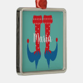 Retro Cute Elf Feet hoort kerstcadeautjes Metalen Ornament (Rechts)