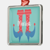 Retro Cute Elf Feet hoort kerstcadeautjes Metalen Ornament (Links)
