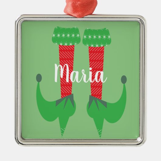 Retro Cute Elf Feet hoort kerstcadeautjes Metalen Ornament (Voorkant)