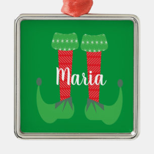 Retro Cute Elf Voeten Kerstcadeau Metalen Ornament