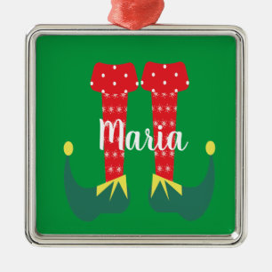Retro Cute Elf Voeten Kerstcadeau Metalen Ornament