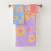 Retro Cute Floral en platte roze Bad Handdoek (Insitu)