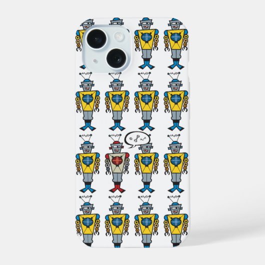 Retro Cute Funny Fun Speelgoed Cartoon die robots  iPhone 15 Case (Achterkant)