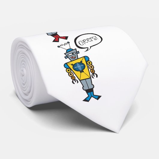Retro Cute Funny Fun Speelgoed Cartoon die robots Stropdas (Opgerold)