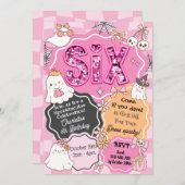 Retro Cute Ghost Spooky Halloween Invitation Kaart (Voorkant / Achterkant)