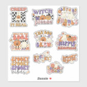 Retro Cute Ghosts Halloween Sticker Pack (Vel)