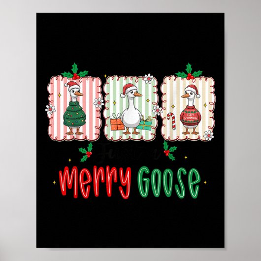 Retro Cute Goosmas Christmas Funny Just A Merry Go Poster (Voorkant)