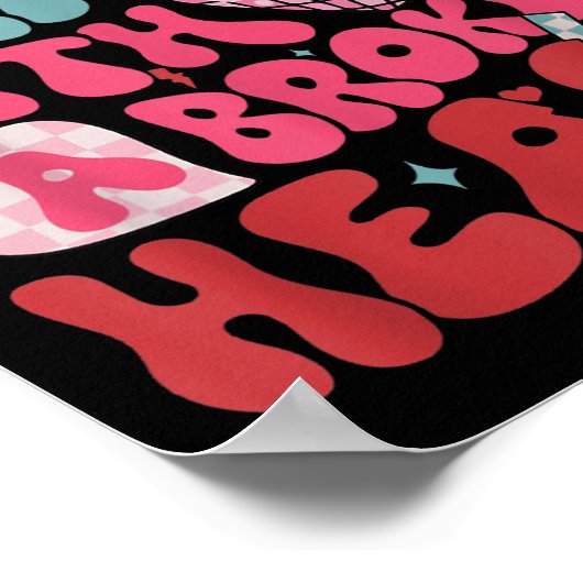 Retro Cute Groovy I Can Do It Quote Disco Heart -  Poster (Hoek)