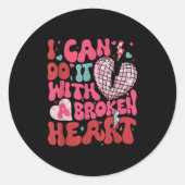 Retro Cute Groovy I Can Do It Quote Disco Heart -  Ronde Sticker (Voorkant)