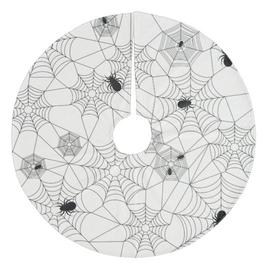 Retro Cute Halloween Spider Patroon Fleece Kerstboom Rok (Voorkant)