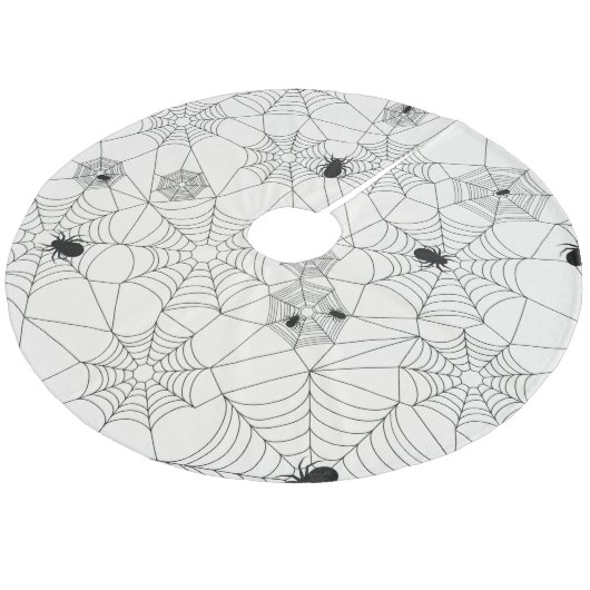 Retro Cute Halloween Spider Patroon Fleece Kerstboom Rok (Gekanteld)