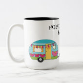 Retro Cute Happy Camper Tweekleurige Koffiemok (Links)