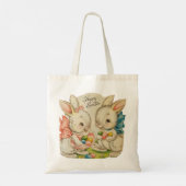  Retro Cute Happy PaasBunnies Tote Bag (Achterkant)