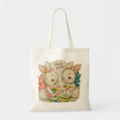  Retro Cute Happy PaasBunnies Tote Bag (Voorkant)
