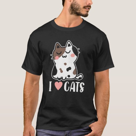 Retro Cute I Heart Love Cats Cat Lady Dad Kitten C T-shirt (Voorkant)