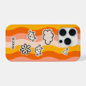 Retro Cute Kat met accenten iPhone Hoesje (Achterkant horizontaal)