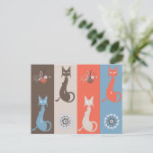 Retro Cute Katten Middeleeuwse kat Oranje Brown Briefkaart (Staand voorkant)