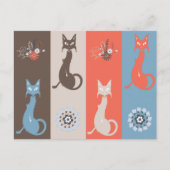 Retro Cute Katten Middeleeuwse kat Oranje Brown Briefkaart (Voorkant)