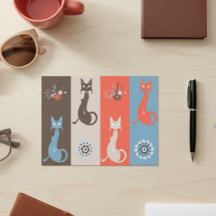 Retro Cute Katten Middeleeuwse kat Oranje Brown Briefkaart