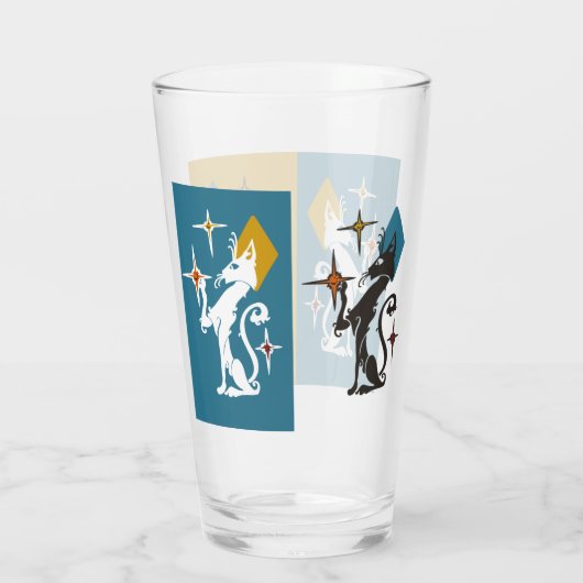 Retro Cute Katten Middeleeuwse kat Starburst Glas (Achterkant)