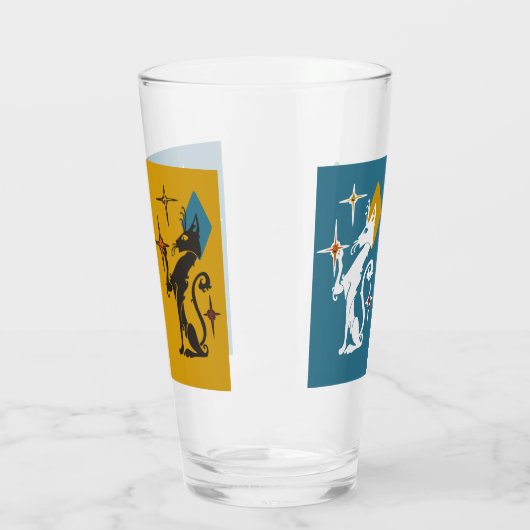 Retro Cute Katten Middeleeuwse kat Starburst Glas (Links)