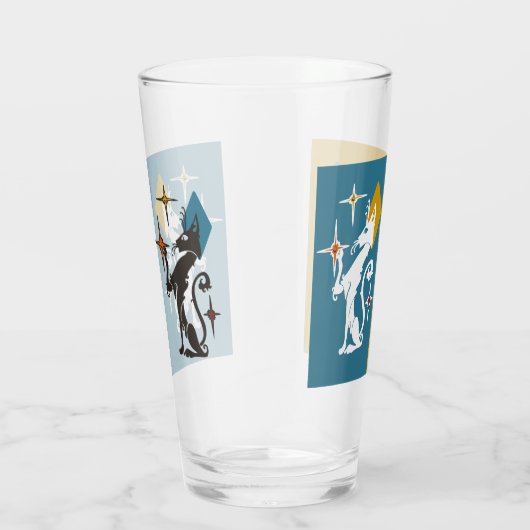 Retro Cute Katten Middeleeuwse kat Starburst Glas (Rechts)