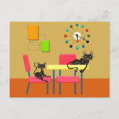 Retro Cute Katten midden century Cat Kitchen Briefkaart (Voorkant)