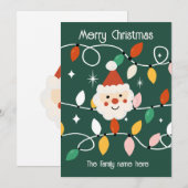 Retro Cute Kerstman met sprookjesachtige lichtsnoe Feestdagenkaart (Voorkant / Achterkant)