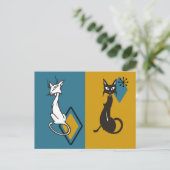 Retro Cute Kittens Midden Eeuwse Kat Briefkaart (Staand voorkant)