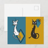 Retro Cute Kittens Midden Eeuwse Kat Briefkaart (Voorkant / Achterkant)