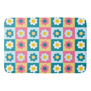 Retro cute kleurrijk pastel bloemenpatroon  badmat