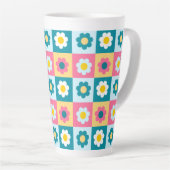 Retro cute kleurrijk pastel bloemenpatroon  latte mok (Rechterhoek)