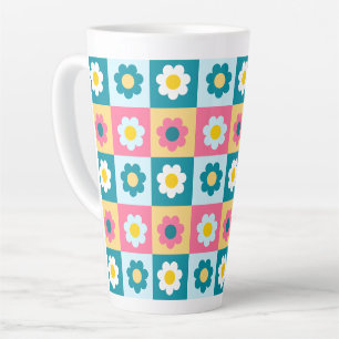 Retro cute kleurrijk pastel bloemenpatroon  latte mok