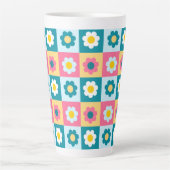Retro cute kleurrijk pastel bloemenpatroon  latte mok (Voorkant)