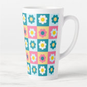 Retro cute kleurrijk pastel bloemenpatroon  latte mok (Rechts)