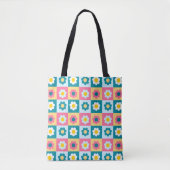 Retro cute kleurrijk pastel bloemenpatroon tote bag (Voorkant)