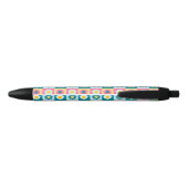 Retro cute kleurrijk pastel bloemenpatroon zwarte inkt pen (Achterkant)