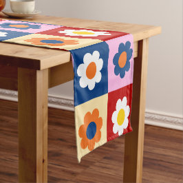 Retro cute kleurrijke bloemenpatroon korte tafelloper
