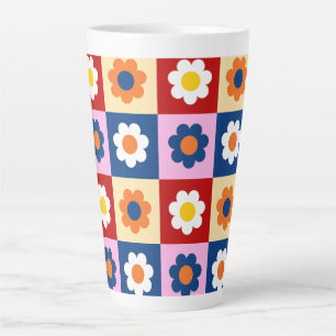 Retro cute kleurrijke bloemenpatroon latte mok