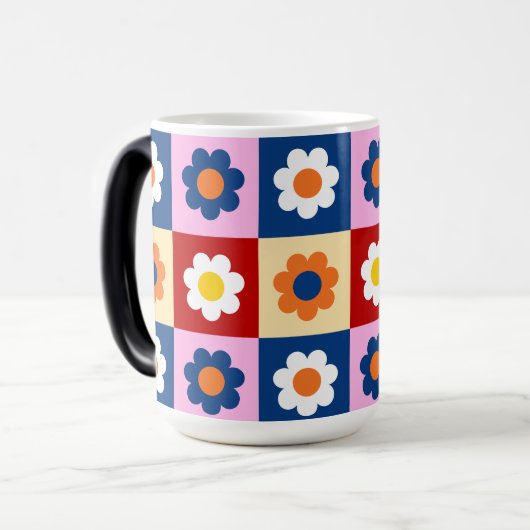 Retro cute kleurrijke bloemenpatroon  magische mok (Voorkant links)