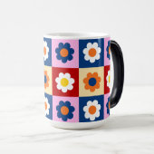 Retro cute kleurrijke bloemenpatroon  magische mok (Voorkant rechts)
