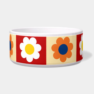 Retro cute kleurrijke bloemenpatroon voerbakje