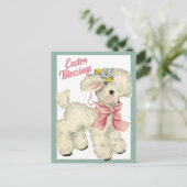 Retro  Cute Lamb Paasveroudering Feestdagenkaart (Staand voorkant)