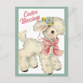 Retro  Cute Lamb Paasveroudering Feestdagenkaart (Voorkant)