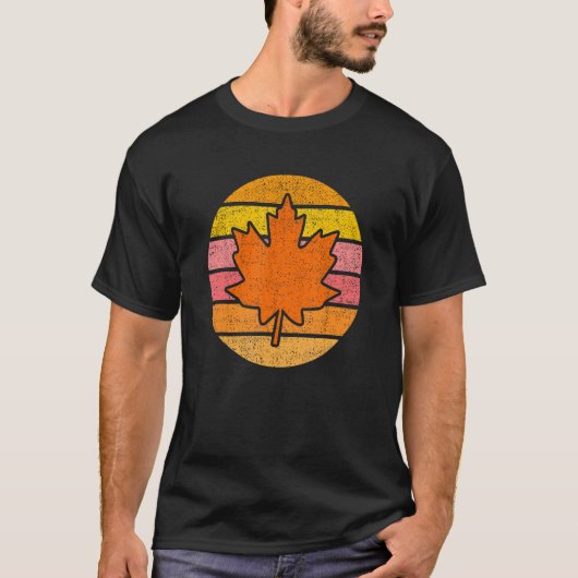 Retro Cute Maple Leaf Happy Herfst herfst Thanksgi T-shirt (Voorkant)