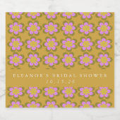 Retro Cute Mod Floral Yellow Custom Vrijgezellenfe Likeurfles Etiket (Enkel label)