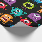 Retro Cute Monster Patroon Cadeaupapier (Hoek)