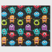 Retro Cute Monster Patroon Cadeaupapier (Vlak)