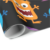 Retro Cute Monster Patroon Cadeaupapier (Rol Hoek)