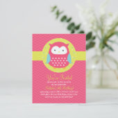 Retro Cute Owl Pink & Turquoise Girly Birthday Kaart (Staand voorkant)